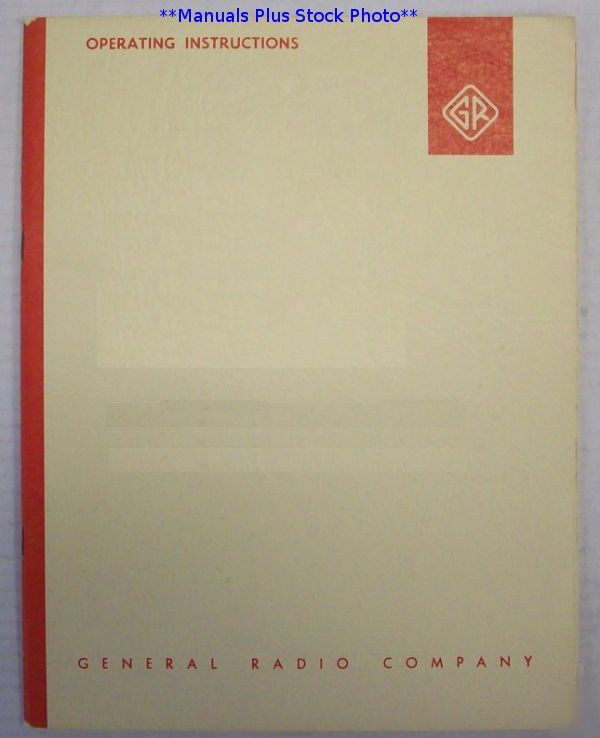 General radio gr 1807 op/service manual - $5 shipping 