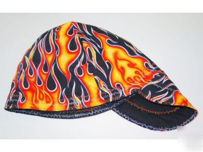 Hot shot fiery flames welding hat 7 1/4