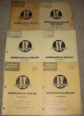 Lot of 6 minneapolis moline i&t orig shop manuals 