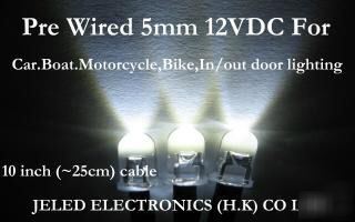 50X white wide viewing 5MM led set 25CM pre wired 12VDC