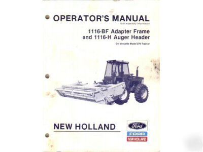 New holland 1116 bf h versatile 276 operator's manual