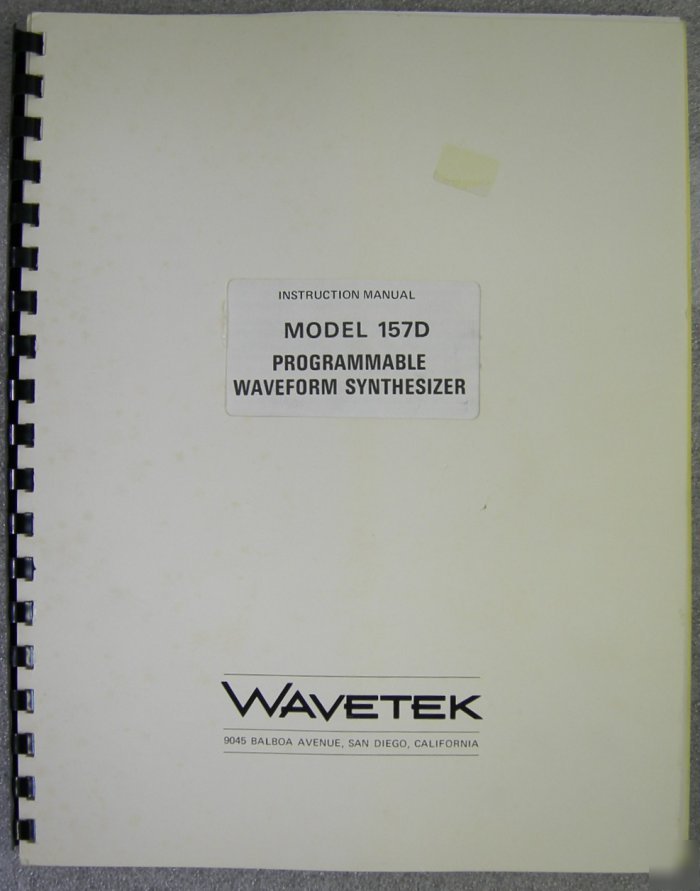 Wavetek 157D programmable wavreform synthesizer manual