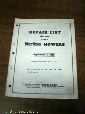 New idea no. m-34 mowers operators manual no res 
