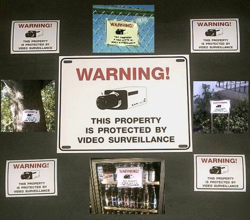 Security cameras warning yard sign+adt'l sticker lot 