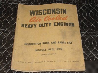 Wisconsin engine parts manual air cooled vintage mint