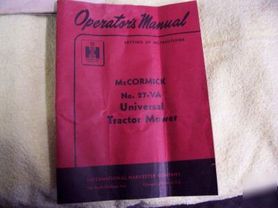 Mccormick owners manual no 27VA universal tractor mower