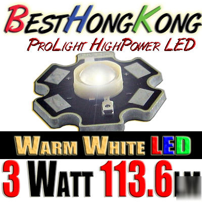 High power led set of 1000 prolight 3W warm white 114LM