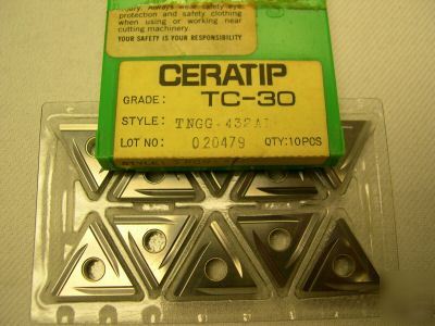 New 10 ea. ceratip inserts tngg 432L grade TC30