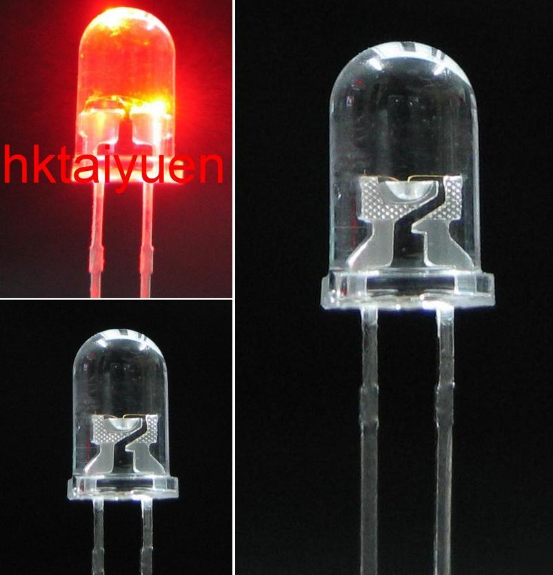 100X 3MM red flash led 5000MCD bulb lamp free resistors