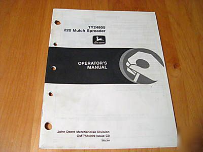 John deere TY24805 220 spreader operator's manual jd