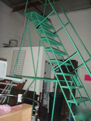 Mint industrial rolling steel warehouse ladder 13 step