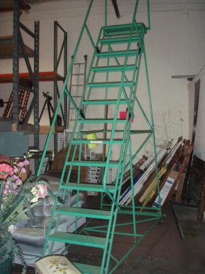 Mint industrial rolling steel warehouse ladder 13 step