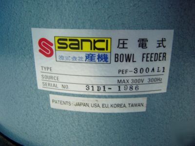 Sanki vibratory bowl feeder 9-3/4