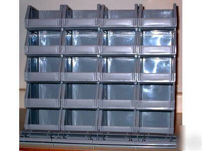  20 parts organizer storage bins & mounting rails 