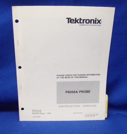 Tektronix P6058A probe instruction manual