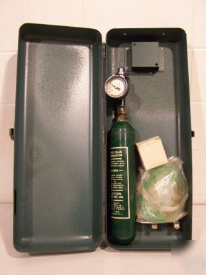 Vintage oxygen inhalator in heavy-duty metal case