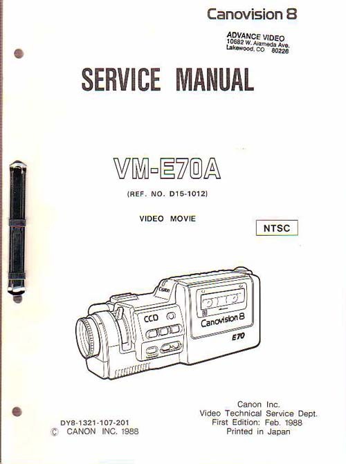 Canon vm-E70A camcorder factory service manual