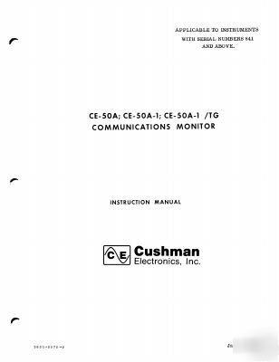 Cushman ce-50A service monitor op/service manual cd