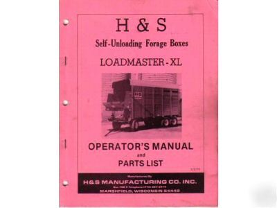 H&s loadmaster xl forage box operator's manual 1979