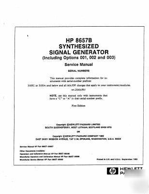 Hp 8657A/8657B rf signal generator manuals cd