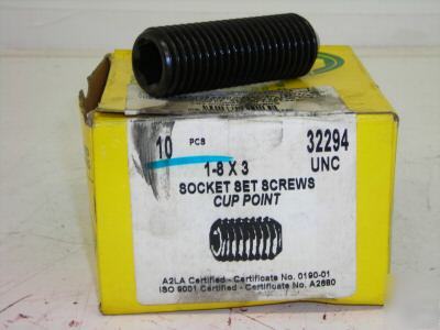 1 box of 10 1''-8 x 3'' socket set screws cup point