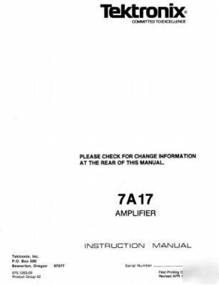 Tek tektronix 7A17 operation & service manual