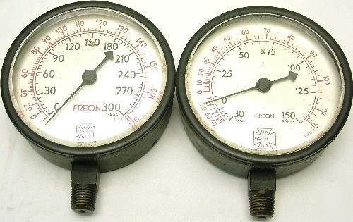 4 lot vintage gauge west/u s co freon pressure 150 300