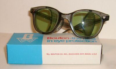 Vintage green tinted safety glasses w/ side shields