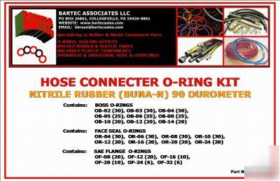 O-ring kit, hose connecter sizes, 90 durometer nitrile