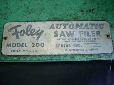Foley automatic saw filer / filing machine, shaprener 