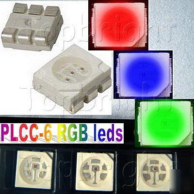 20 pcs plcc-6 3-chips manual control smd smt rgb led