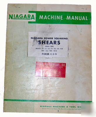Niagara shear instruction manual & parts list