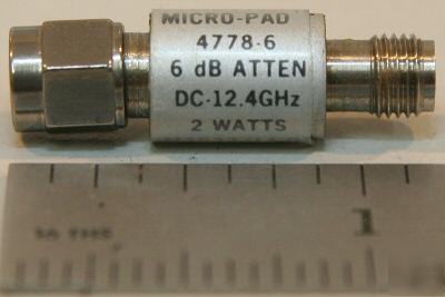 Narda 6 db sma attenuator dc-12.4 ghz model 4778-6