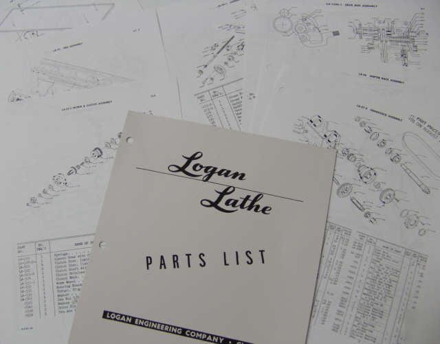 Logan metal working lathe parts list exploded drawings