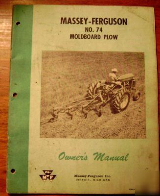 Massey ferguson mf 74 plow operators owners manual book
