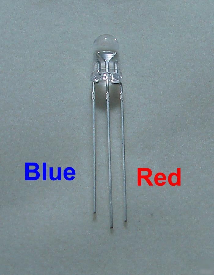 15X 5MM red / blue 3 lead led bulb free resistor