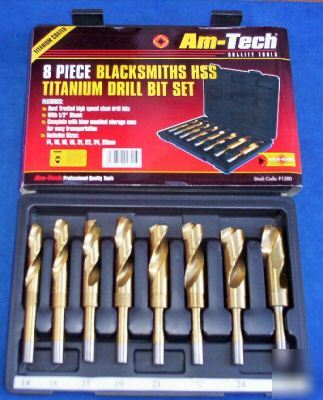 Blacksmiths hss titanium 8 piece drill bit set in case