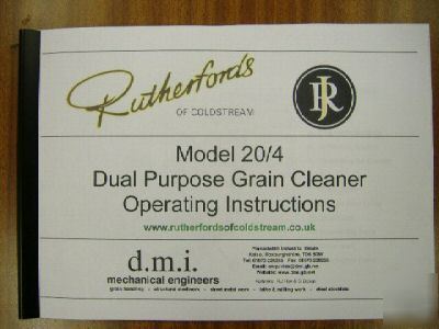 Instruction manual for rutherford 20/4 grain cleaner
