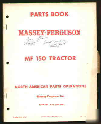 Massey-ferguson mf 150 tractor parts book catalog
