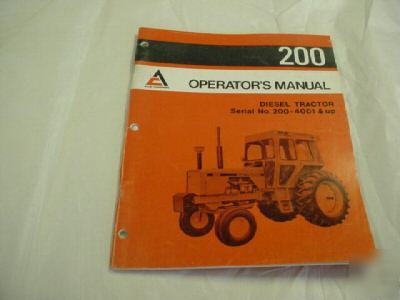 Allis chalmers 200 tractor operators manual