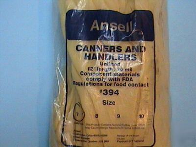 Dozen pr ansell canners & handlers latex gloves #394 s
