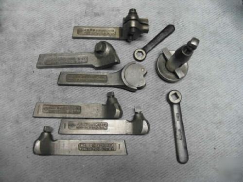 South bend lathe tool post + 6 tool holders 9 and 10K 