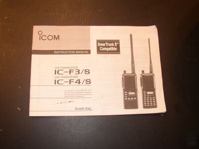 Two (2) icom F3S vhf radios w/ charger & pouches - nice