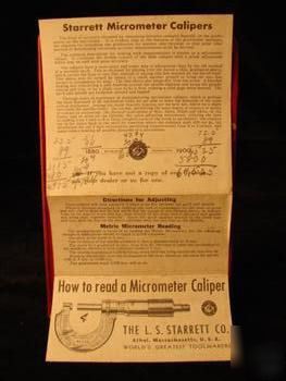 Vint. how to read micrometer caliper- starrett, athol