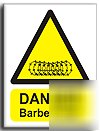 Barbed wire sign-s. rigid-200X250MM(wa-077-re)