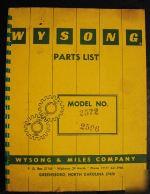 Wysong 2572 & 2596 parts & maint. lists press brake