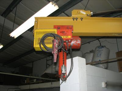 2 ton gorbel wall bracket crane 20 feet and two hoists