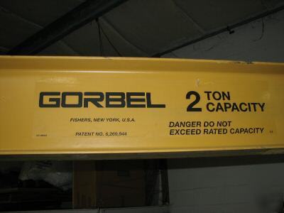 2 ton gorbel wall bracket crane 20 feet and two hoists