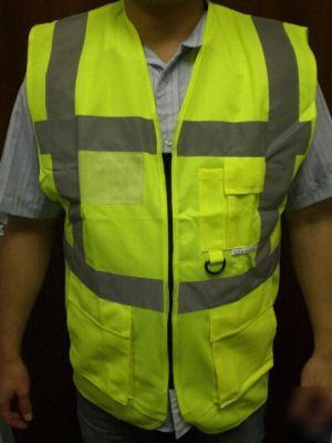 Hi vis viz 2 bands yellow executive vest waistcoat -2XL