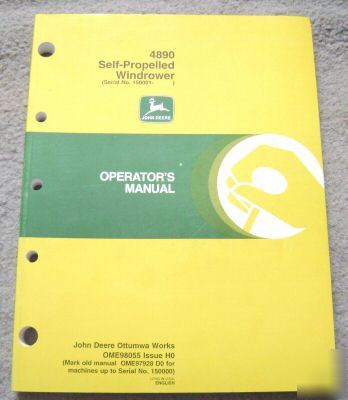 John deere 4890 sp windrower operator's manual jd book